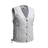 Fierce Fuel Women's Motorcycle Leather Vest - White