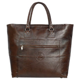 Fifth Avenue Leather Tote Bag Dark Brown