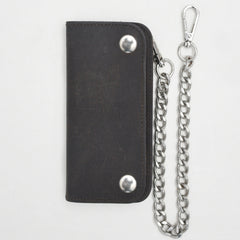 LARGE TRUCKER - Vegetable Tanned Leather Wallet Granite