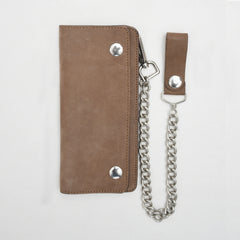 LARGE TRUCKER - Vegetable Tanned Leather Wallet Almond