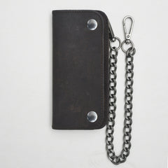LARGE TRUCKER - Vegetable Tanned Leather Wallet Granite