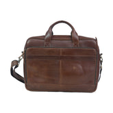 Vintage Brown Leather Multi-Pocket Laptop Bag