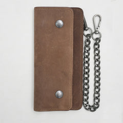 LARGE TRUCKER - Vegetable Tanned Leather Wallet Almond