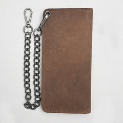 LARGE TRUCKER - Vegetable Tanned Leather Wallet Almond