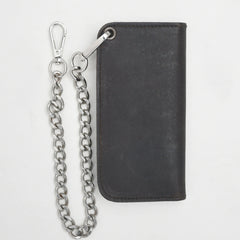 LARGE TRUCKER - Vegetable Tanned Leather Wallet Granite