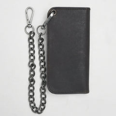 LARGE TRUCKER - Vegetable Tanned Leather Wallet Granite