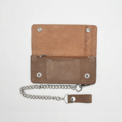 LARGE TRUCKER - Vegetable Tanned Leather Wallet Almond