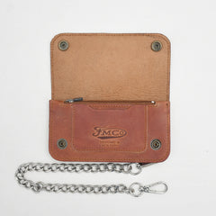 Coffee Small Leather Trucker Wallet
