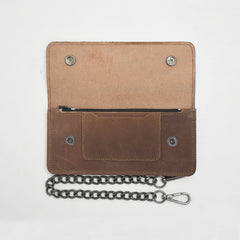 LARGE TRUCKER - Vegetable Tanned Leather Wallet Almond