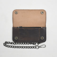 LARGE TRUCKER - Vegetable Tanned Leather Wallet Granite