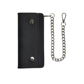 LARGE TRUCKER - Vegetable Tanned Leather Wallet Pebble Black