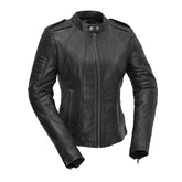 Onyx Feather Women's Motorcycle Leather Jacket