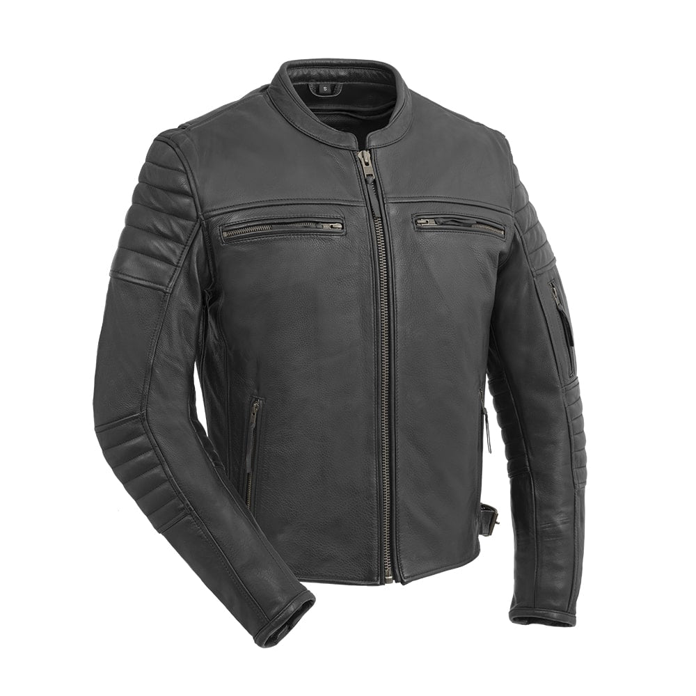 Commuter Men's Motorcycle Leather Jacket Men's Leather Jacket First Manufacturing Company Black S