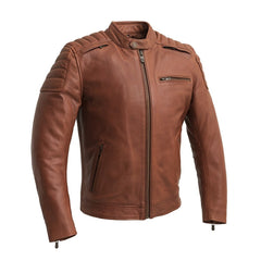 Crusader Men's Motorcycle Leather Jacket Men's Leather Jacket First Manufacturing Company Whiskey S