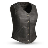 Crimson Asphalt Women's Motorcycle Leather Vest