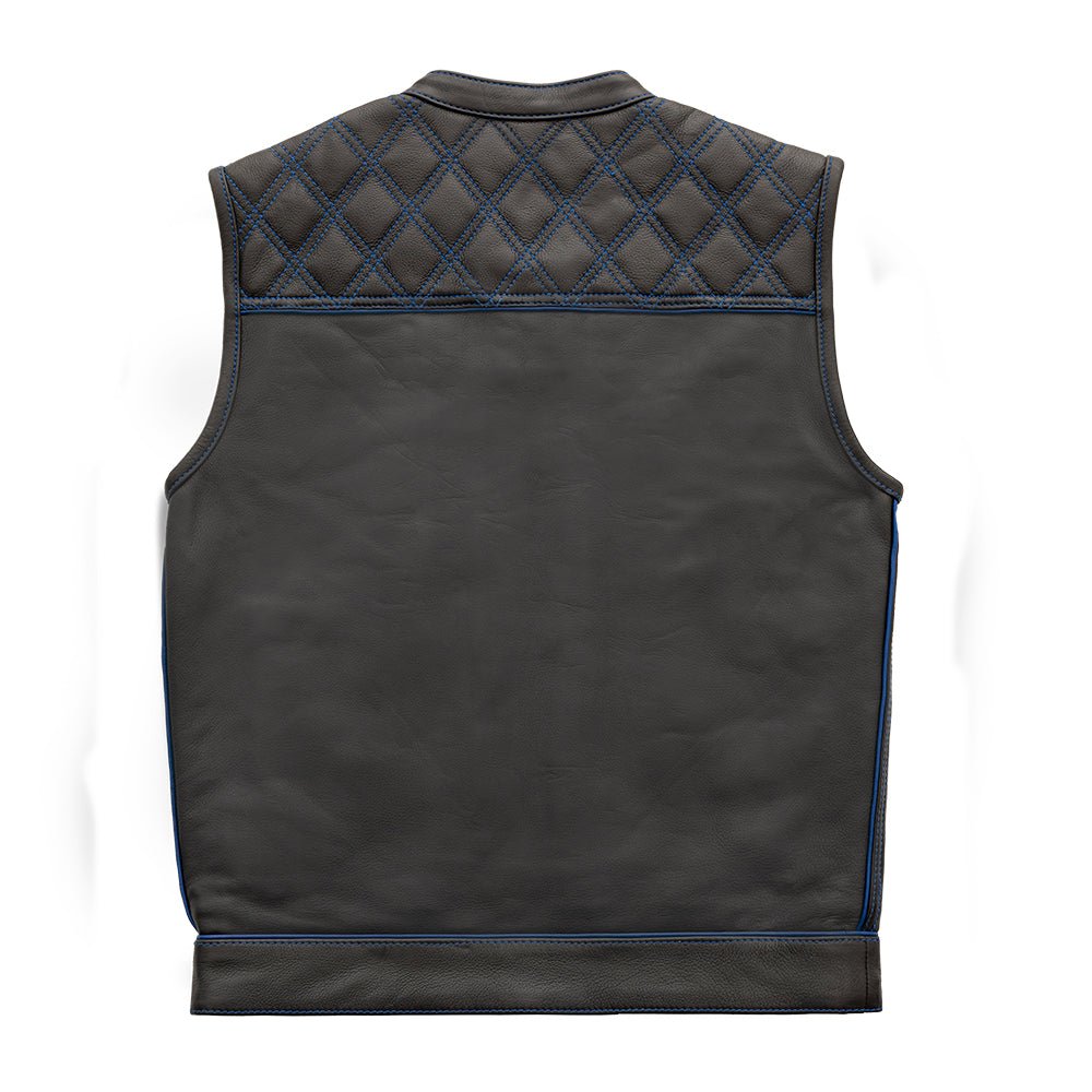 Finish Line - Blue Checker - Men's Motorcycle Leather Vest Men's Leather Vest First Manufacturing Company