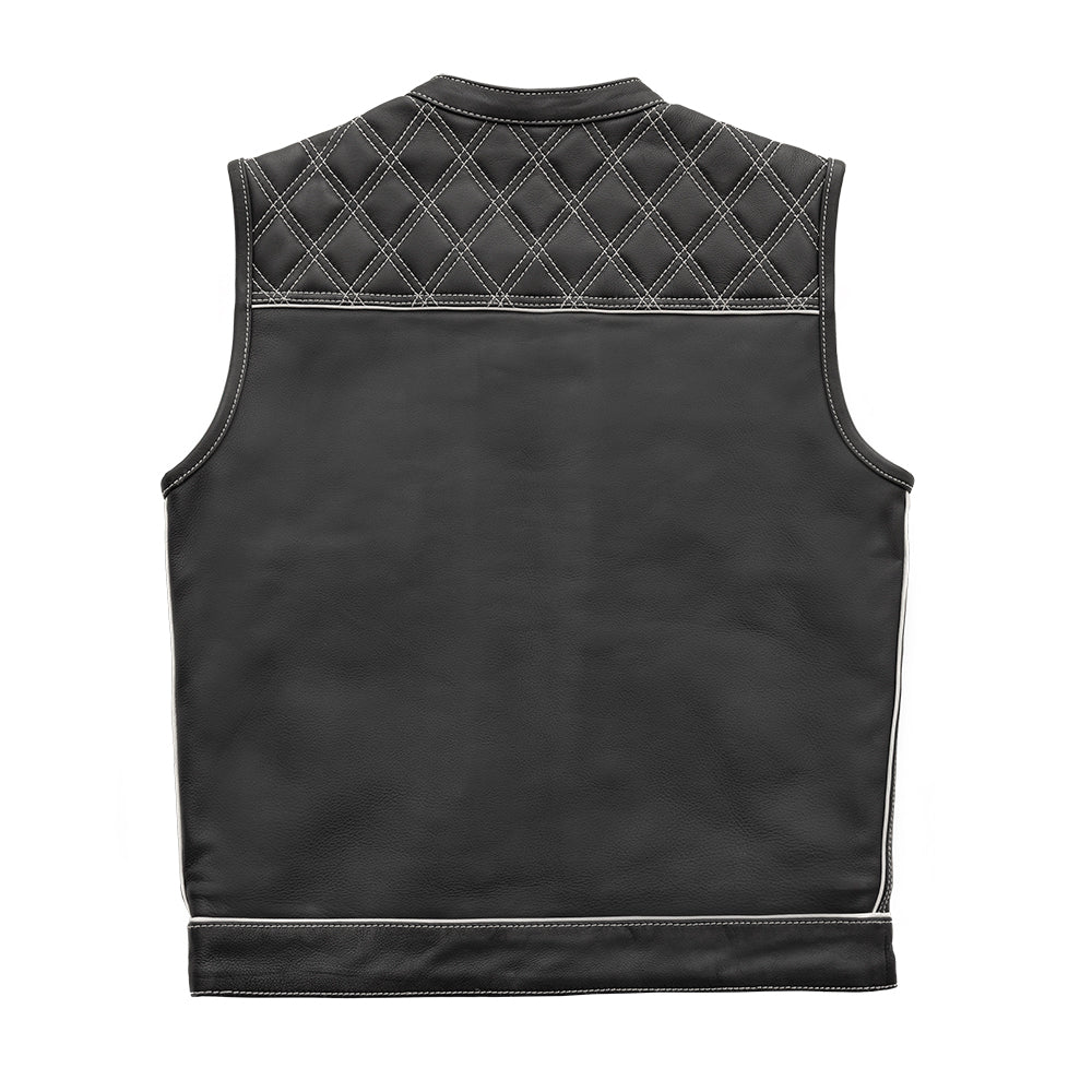 Finish Line - White Checker - Men's Motorcycle Leather Vest Men's Leather Vest First Manufacturing Company