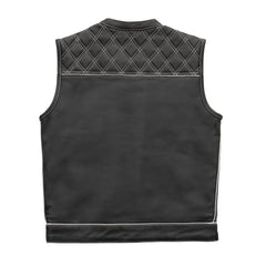 Finish Line - White Checker - Men's Motorcycle Leather Vest Men's Leather Vest First Manufacturing Company