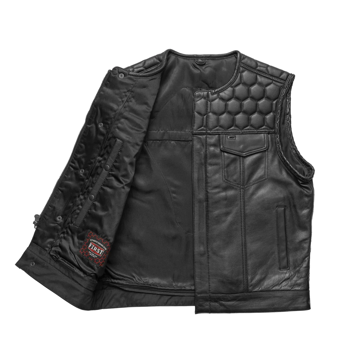 Hornet Men's Club Style Leather Vest Men's Leather Vest First Manufacturing Company