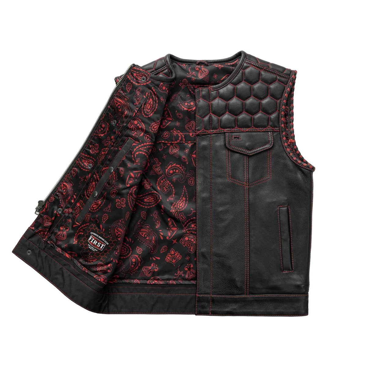 Hornet Men's Club Style Leather Vest Men's Leather Vest First Manufacturing Company