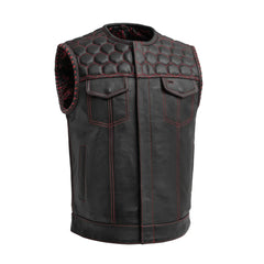 Hornet Men's Club Style Leather Vest Men's Leather Vest First Manufacturing Company Red S
