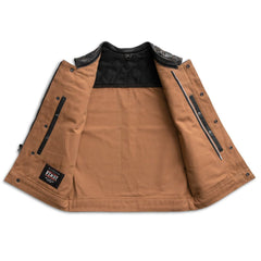 Hunt Club Motorcycle Leather Canvas Vest Men's Canvas Vests First Manufacturing Company