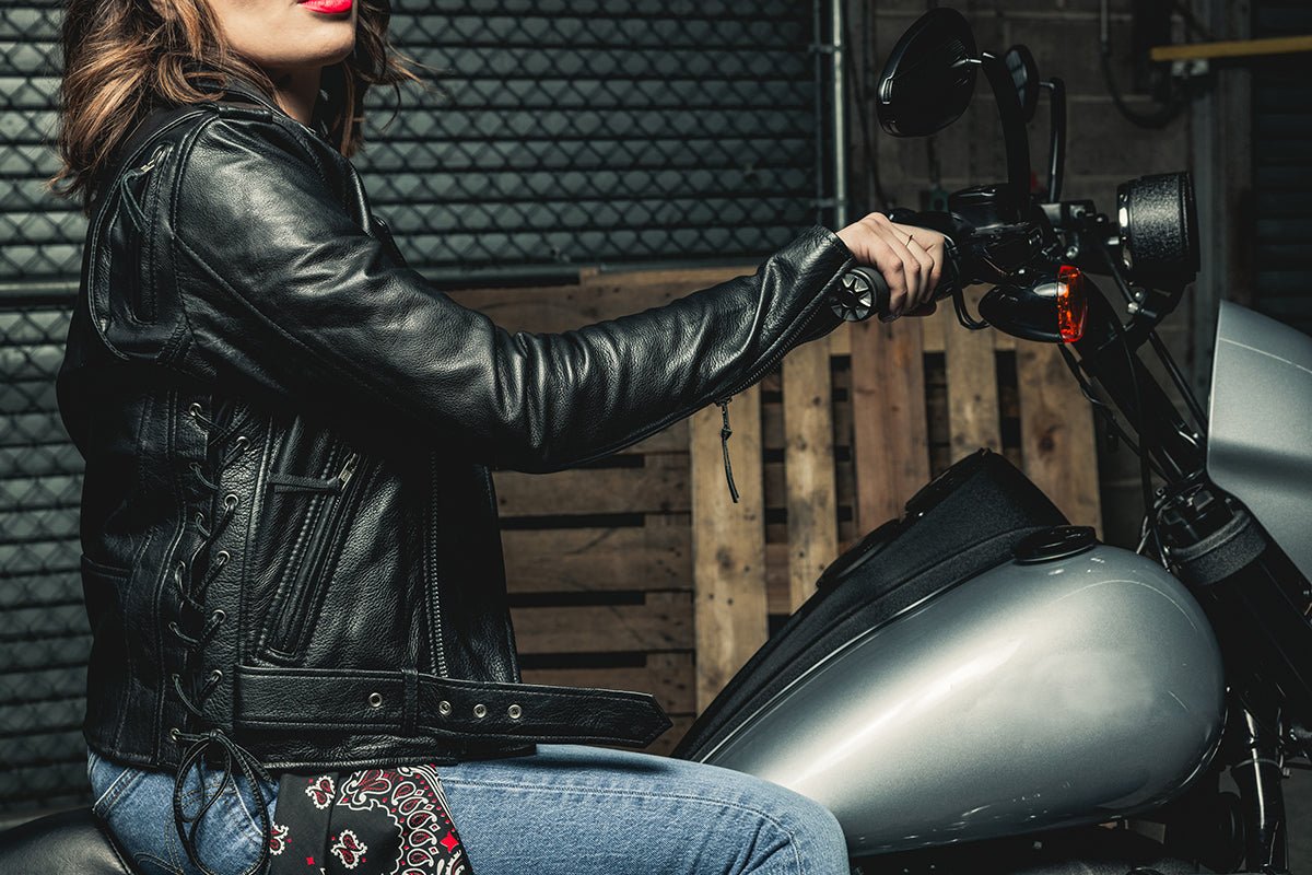 Popstar Women's Motorcycle Leather Jacket Women's Leather Jacket First Manufacturing Company