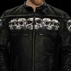 Savage Skulls Men's Motorcycle Leather Jacket Men's Leather Jacket First Manufacturing Company
