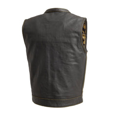 The Cut Men's Motorcycle Leather Vest, Multiple Color Options Men's Leather Vest First Manufacturing Company