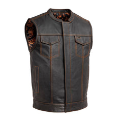 The Cut Men's Motorcycle Leather Vest, Multiple Color Options Men's Leather Vest First Manufacturing Company Orange S