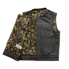 The Cut Men's Motorcycle Leather Vest, Multiple Color Options Men's Leather Vest First Manufacturing Company