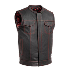 The Cut Men's Motorcycle Leather Vest, Multiple Color Options Men's Leather Vest First Manufacturing Company Red S