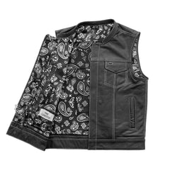 The Cut Men's Motorcycle Leather Vest, Multiple Color Options Men's Leather Vest First Manufacturing Company