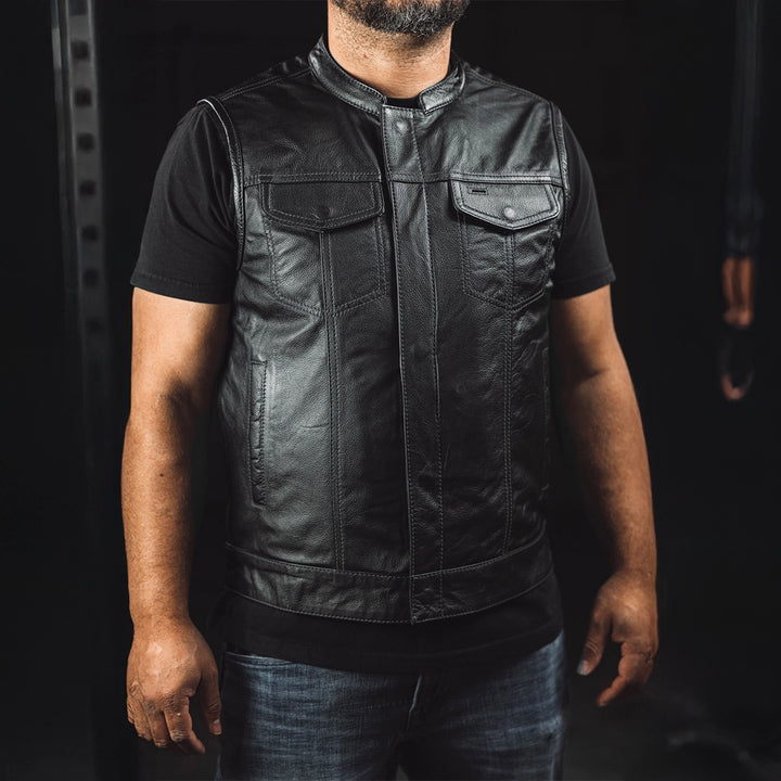 Alley King Men's Leather Motorcycle Vest