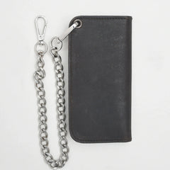 LARGE TRUCKER - Vegetable Tanned Leather Wallet Granite