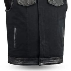 Rustline 49/51 - Men's Motorcycle Leather/Canvas Vest