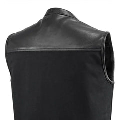 Rustline 49/51 - Men's Motorcycle Leather/Canvas Vest