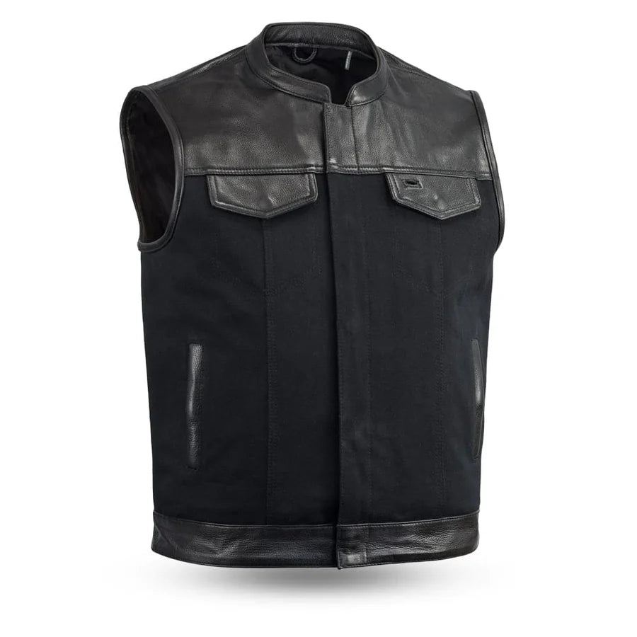 Rustline 49/51 - Men's Motorcycle Leather/Canvas Vest