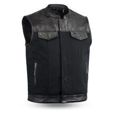 Rustline 49/51 - Men's Motorcycle Leather/Canvas Vest