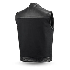 Rustline 49/51 - Men's Motorcycle Leather/Canvas Vest