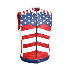 Sunfyre American Flag Men's Leather Motorcycle Vest