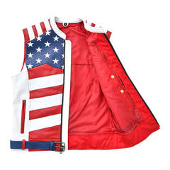 Sunfyre American Flag Men's Leather Motorcycle Vest
