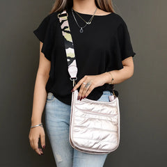 Faux Leather Large Messenger Bag