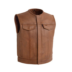 Nocturne Men's Platinum Leather Motorcycle Vest