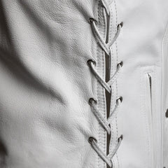 Fierce Fuel Women's Motorcycle Leather Vest - White