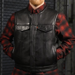 Nocturne Men's Platinum Leather Motorcycle Vest