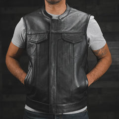 Sharp Shooter Men's Motorcycle Genuine Leather Vest
