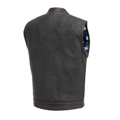Roadsmith Men's Motorcycle Leather Vest - Red Stitch