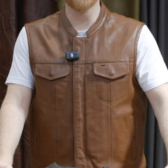 Sharp Shooter Men's Motorcycle Genuine Leather Vest