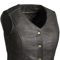Crimson Asphalt Women's Motorcycle Leather Vest